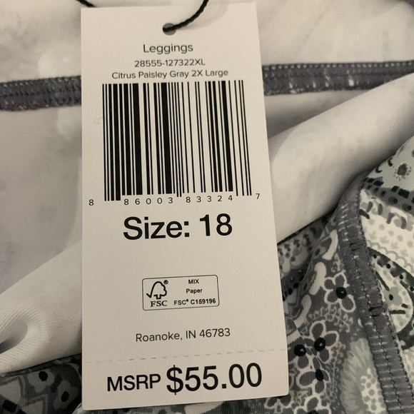 Vera Bradley Citrus Paisley Gray Leggings - Picture 8 of 9